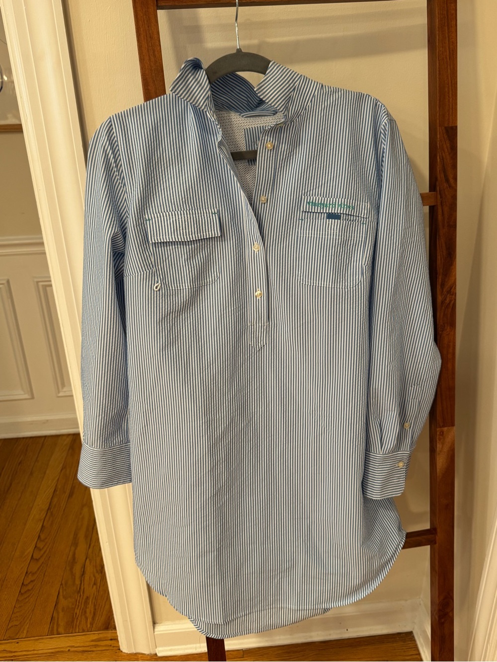 Vineyard Vines Blue & White Pinstripe Button-Down coverup
